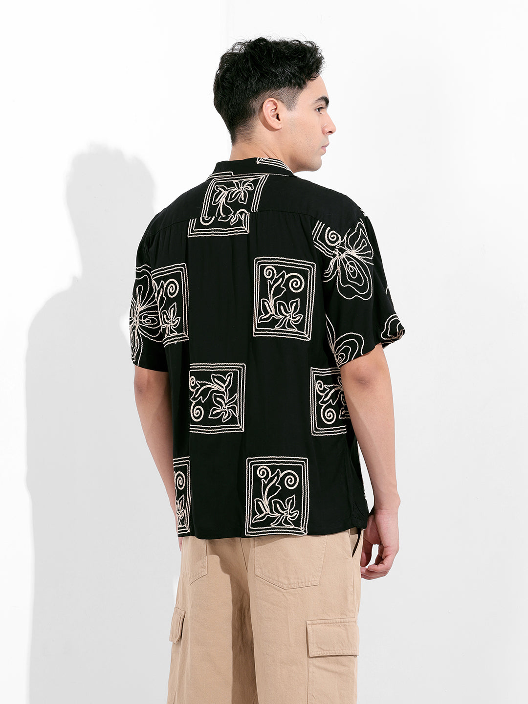 Men's Black Relaxed Fit Casual Shirt