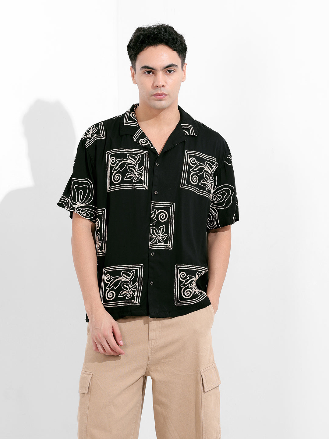 Men's Black Relaxed Fit Casual Shirt