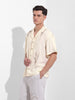 Men's Cream Relaxed Fit Embroided  Embroidery Shirt