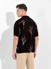 Men's Black Relaxed Fit Textured Embroidery Shirt