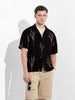Men's Black Relaxed Fit Textured Embroidery Shirt