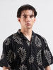 Men's Black Relaxed Fit Textured Resort Wear Shirt