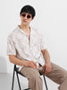 Men's Cream Relaxed Fit Textured Resort Wear Shirt