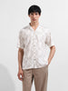 Men's Cream Relaxed Fit Textured Resort Wear Shirt