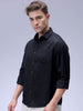Men's Black Regular Fit Solid Textured Shirt