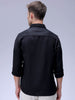 Men's Black Regular Fit Solid Textured Shirt