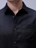 Men's Black Regular Fit Solid Textured Shirt