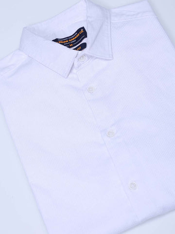 Men's White Regular Fit Solid Textured Shirt