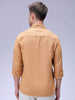 Men's Tan Regular Fit Solid Textured Shirt