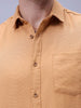 Men's Tan Regular Fit Solid Textured Shirt