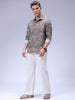 Men's Olive Regular Fit Printed Resort Wear Shirt
