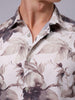 Men's Beige Regular Fit Floral Printed Resort Wear Shirt