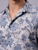 Men's Grey Regular Fit Floral Printed Resort Wear Shirt