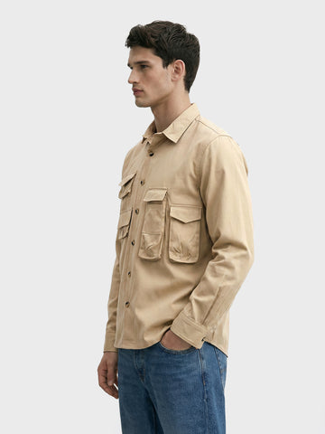 Men's Beige Regular Fit Solid Street Wear Shirt