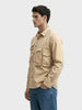 Men's Beige Regular Fit Solid Street Wear Shirt