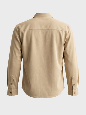 Men's Beige Regular Fit Solid Street Wear Shirt