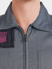 Men's Grey Regular Fit Patched Street Shirt