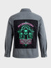 Men's Grey Regular Fit Patched Street Shirt