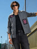 Men's Grey Regular Fit Patched Street Shirt