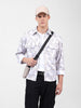Men's White Regular Fit Printed Textured Shirt