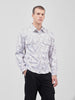 Men's White Regular Fit Printed Textured Shirt