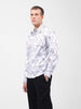 Men's White Regular Fit Printed Textured Shirt