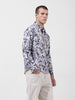 Men's Cream Regular Fit Printed Textured Shirt