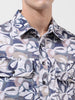 Men's Cream Regular Fit Printed Textured Shirt