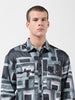 Men's Green Regular Fit Printed Textured Shirt