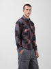 Men's Black Regular Fit Printed Textured Shirt