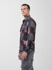Men's Black Regular Fit Printed Textured Shirt