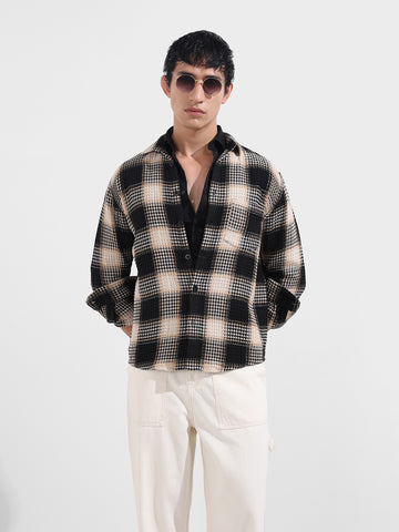 Men's Black Relaxed Fit Casual Textured Shirt