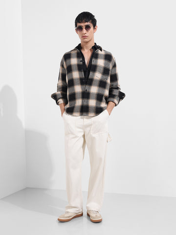 Men's Black Relaxed Fit Casual Textured Shirt