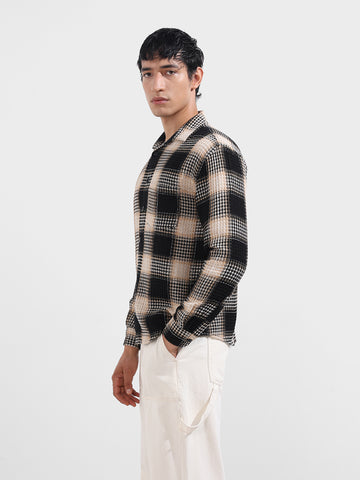 Men's Black Relaxed Fit Casual Textured Shirt