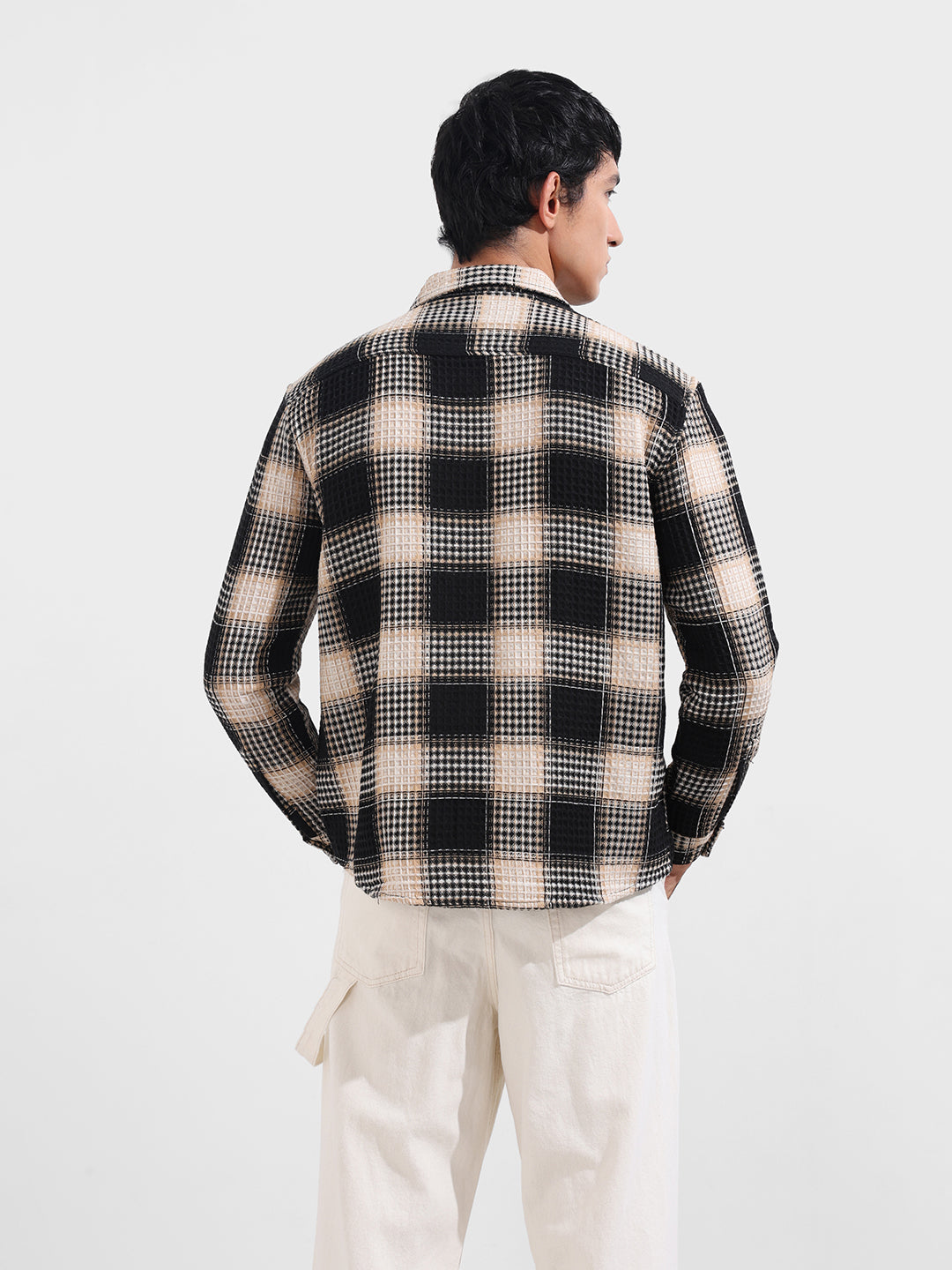 Men's Black Relaxed Fit Casual Textured Shirt