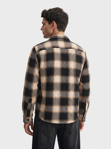 Men's Black Relaxed Fit Checkered Casual Shirt