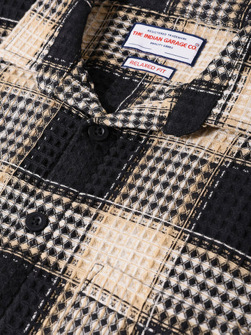 Men's Black Relaxed Fit Casual Textured Shirt