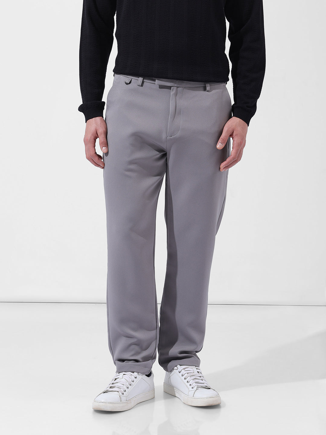 Men's Grey Slim Fit Casual Trousers