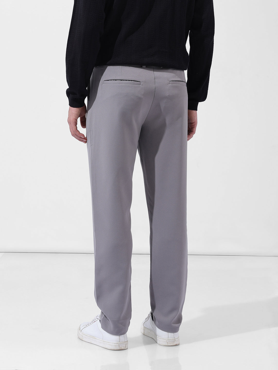 Men's Grey Slim Fit Casual Trousers