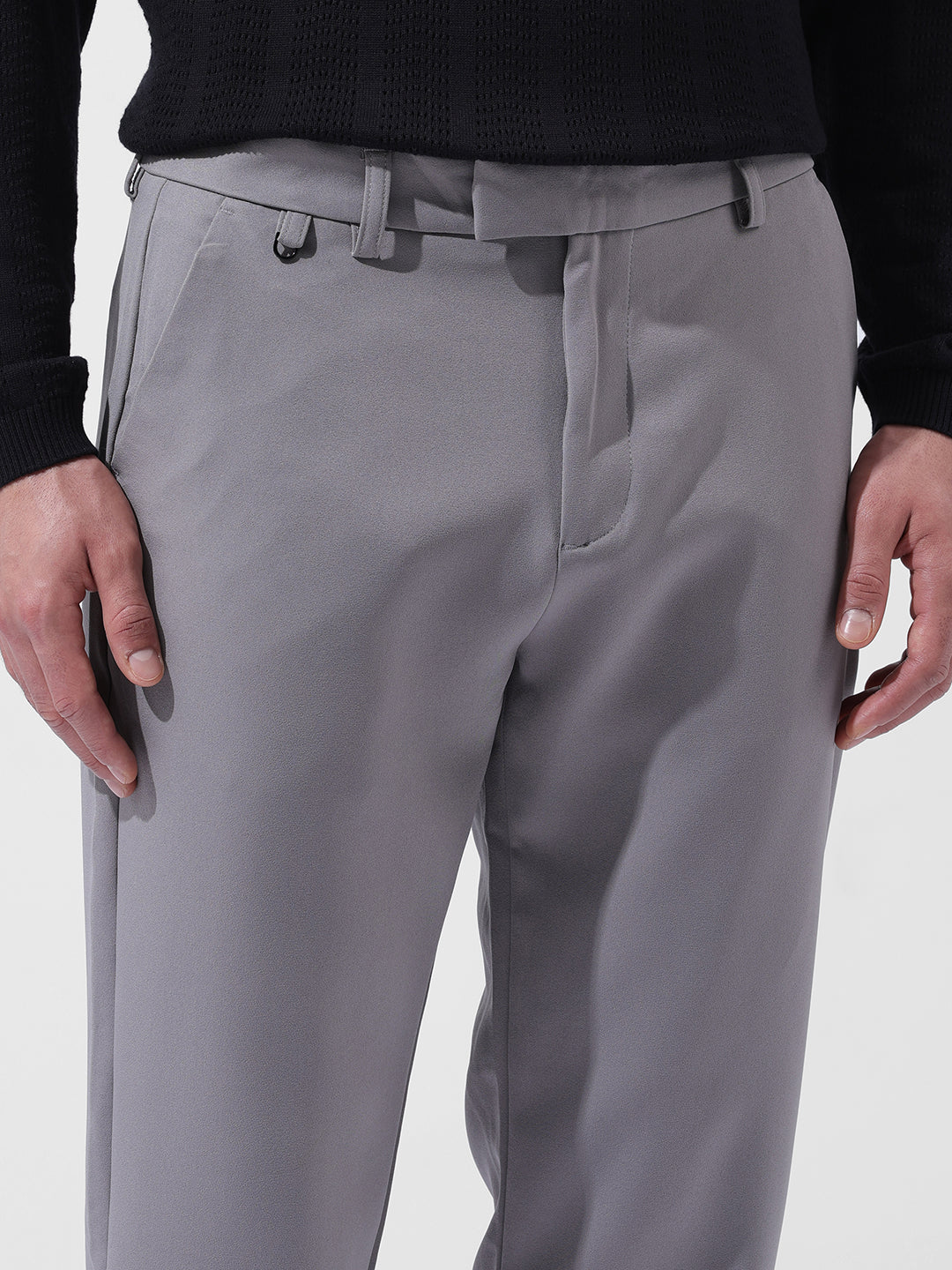Men's Grey Slim Fit Casual Trousers