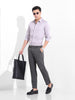 Men's Grey Slim Fit Solid Casual Trousers