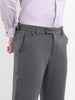 Men's Grey Slim Fit Solid Casual Trousers