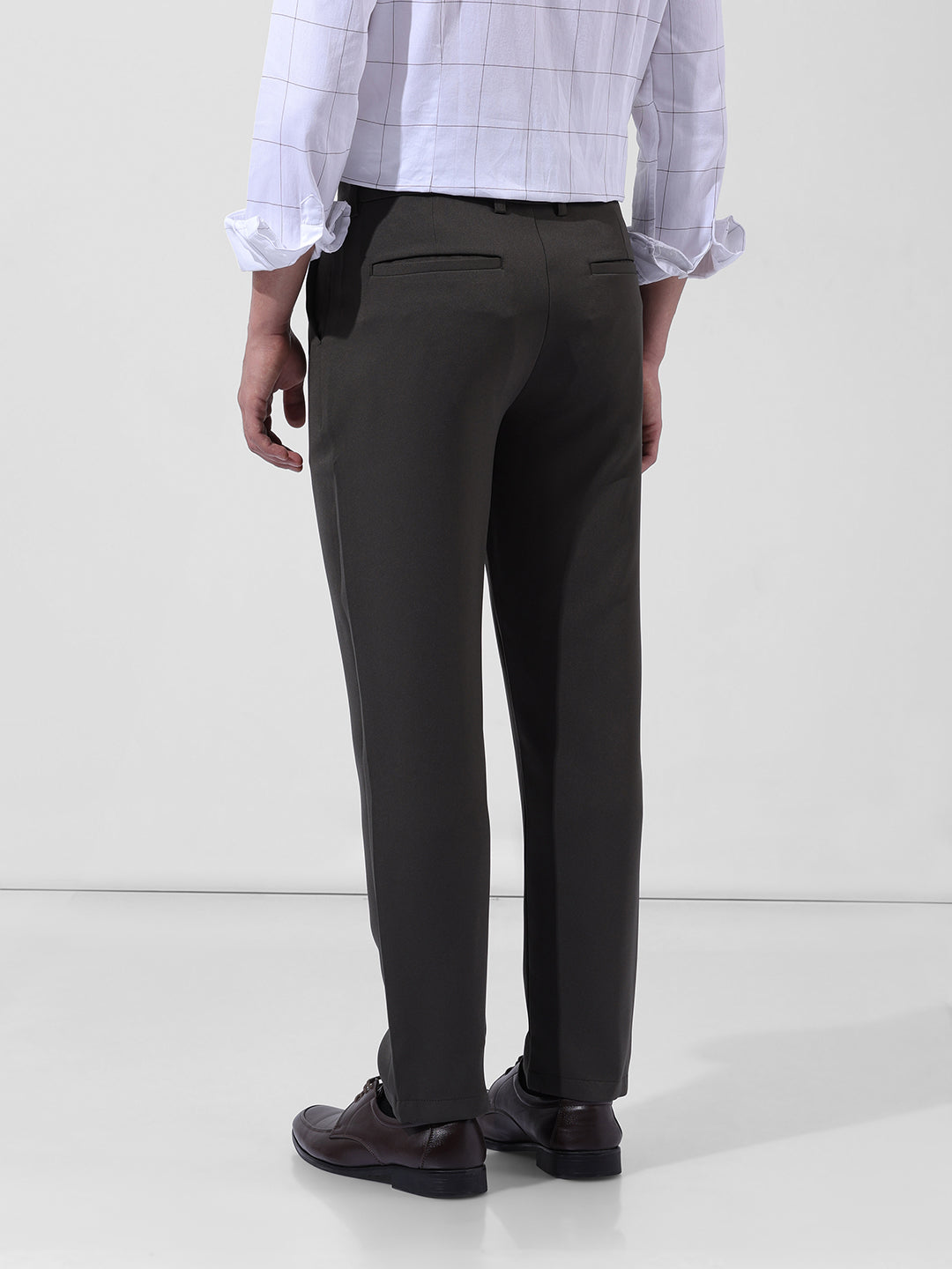 Men's Olive Slim Fit Casual Trousers