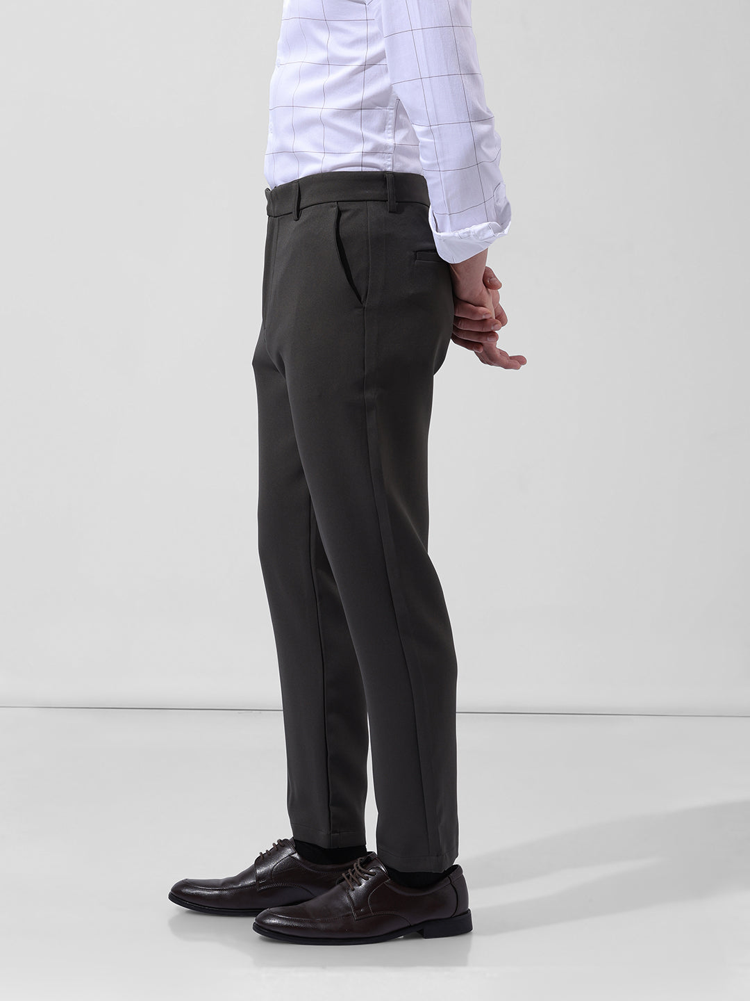 Men's Olive Slim Fit Casual Trousers