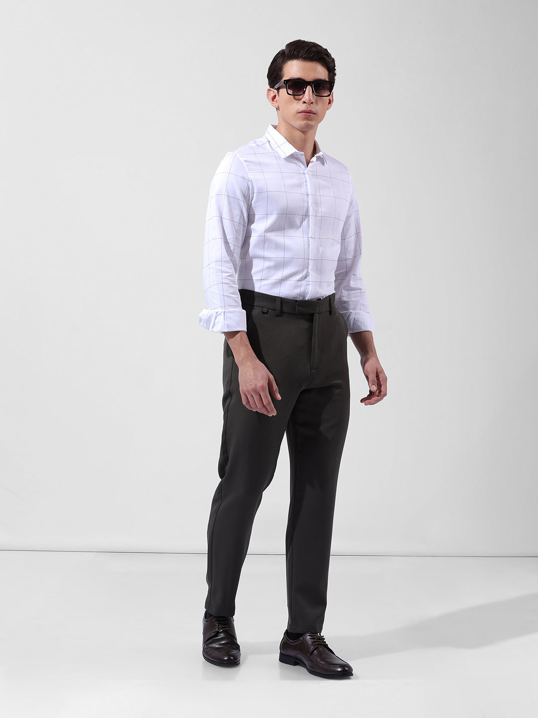 Men's Olive Slim Fit Casual Trousers