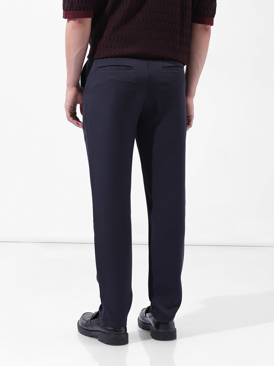 Men's Navy Blue Slim Fit Casual Trousers