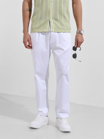 Men's White Relaxed Fit Casual Chinos