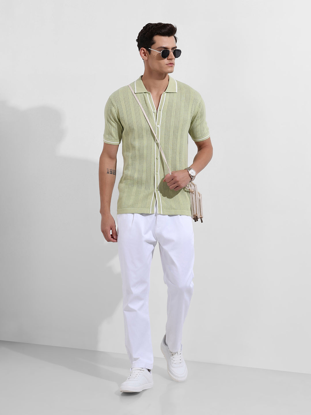 Men's White Relaxed Fit Casual Chinos