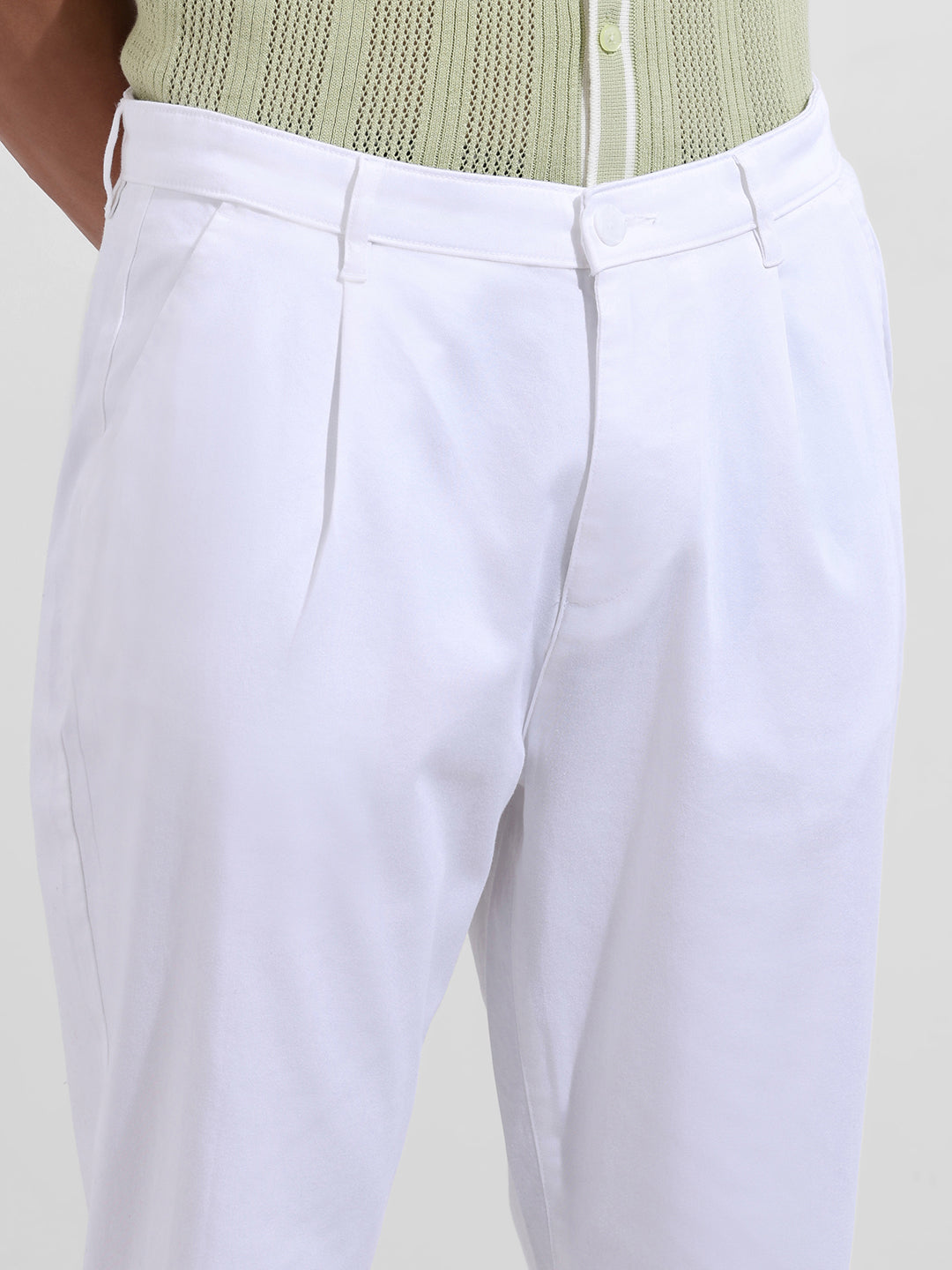 Men's White Relaxed Fit Casual Chinos