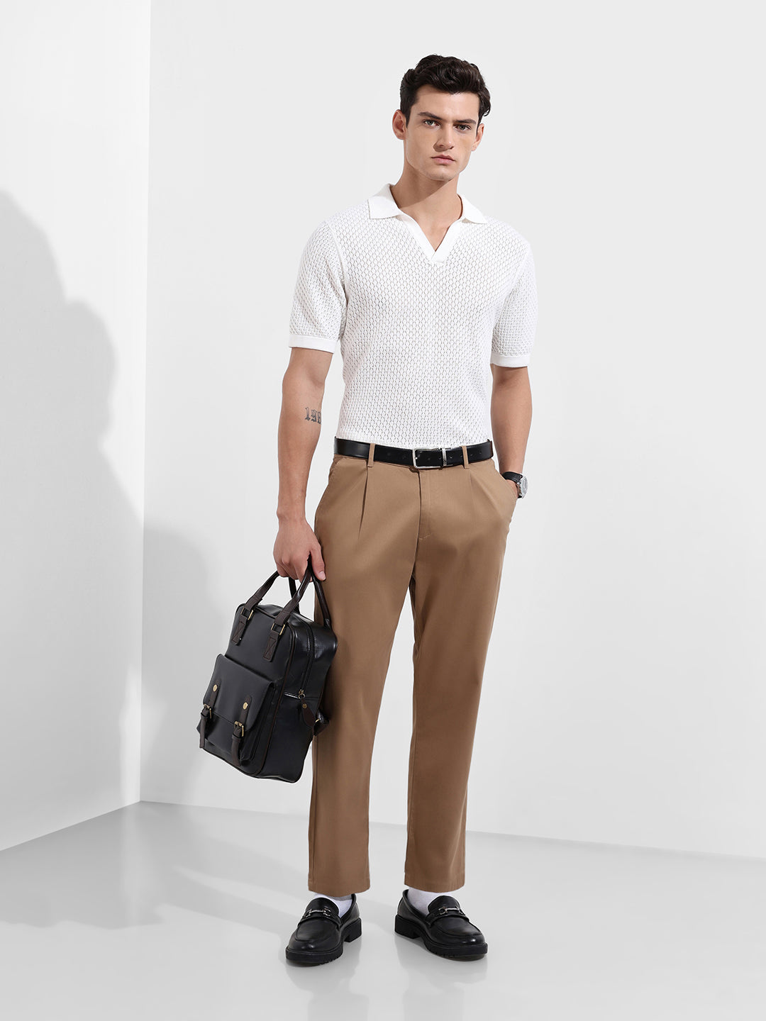 Men's Khaki Relaxed Fit Casual Chinos